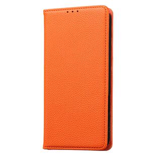 适用三星Galaxy A73皮革保护套A71翻盖荔枝纹手机壳A56掀盖对开A55折叠A54插卡A32 5G爱马仕橙色黑Flip case