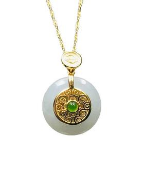 碧玉古法金平安扣宫廷风项链吊坠