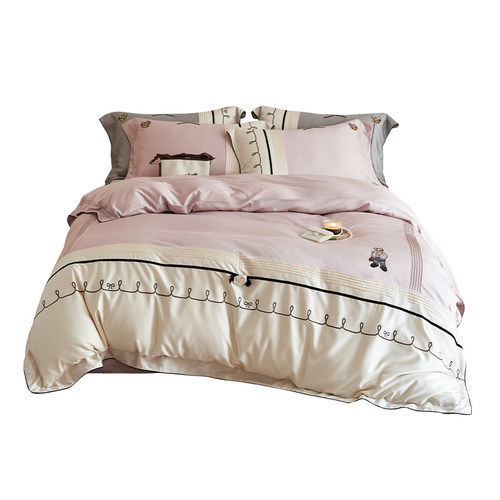 TeenieWeenie高支贡缎天丝棉四件套甜美公主风蝴蝶结纯棉被套床单