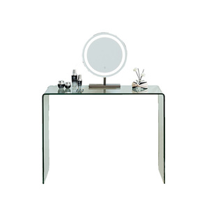 纯玻璃透明意式极简小型女生家用电脑美甲化妆桌子ins网红梳妆台