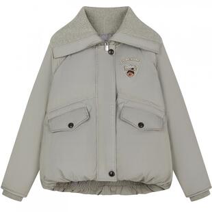 TeenieWeenie小熊女装羽绒服2025冬季新款时髦拼接毛织领保暖外套