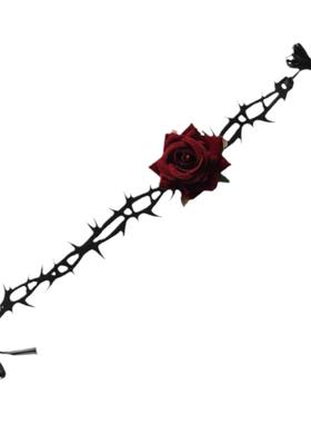 复古暗黑玫瑰ins项圈锁骨链小众