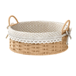 编织收纳筐零食收纳盒茶几收纳篮桌面整理盒杂物储物盒玄关编织篮