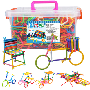 儿童聪明棒积木玩具益智魔术棒拼插图男女孩幼儿宝宝智力开发玩具