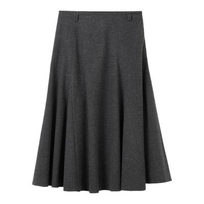 朗姿2024年冬季新款复古气质法式典雅羊毛伞摆半身裙中长款裙子女