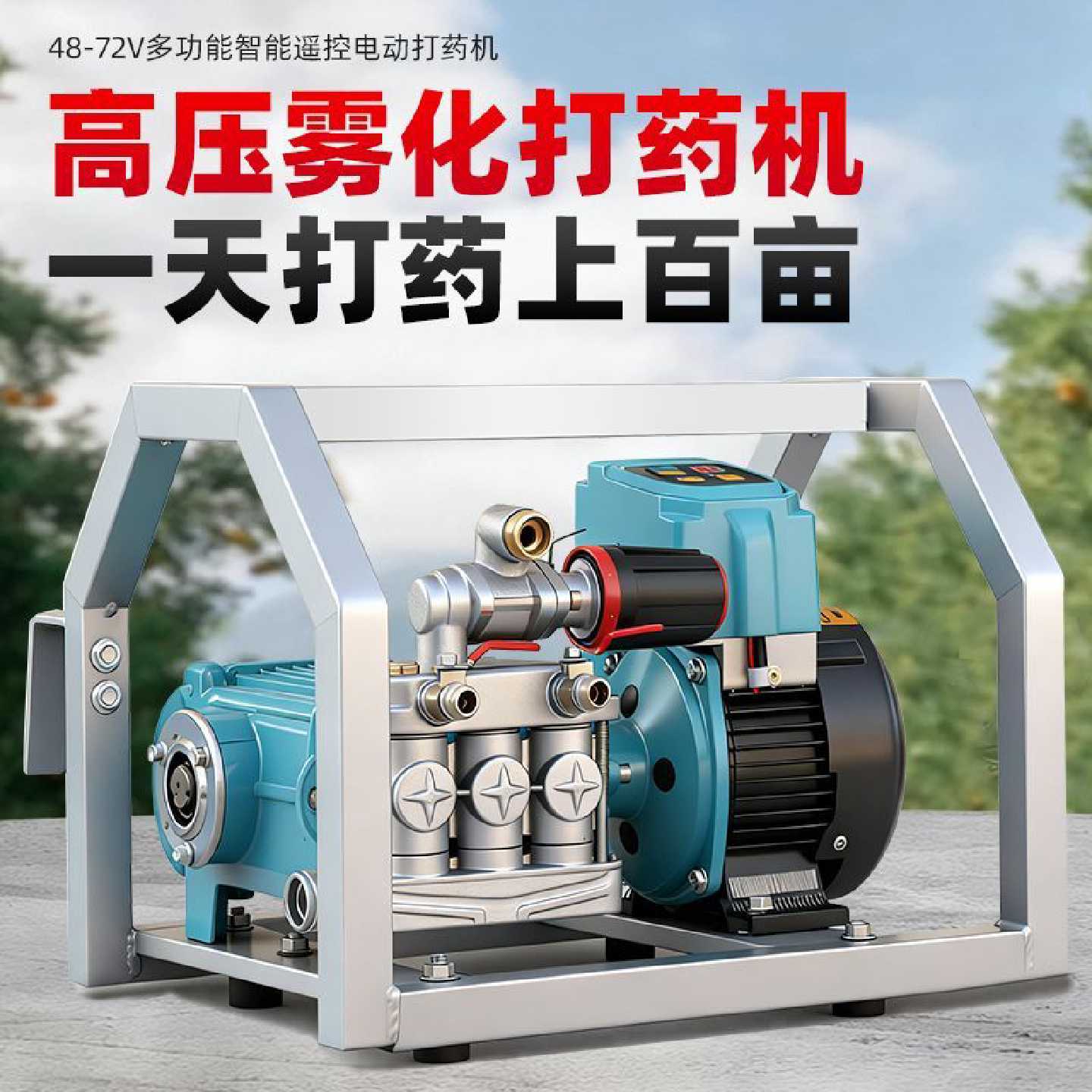 电动打药机48V60V72V高压喷雾器农用果树园林喷药机全自动消毒机