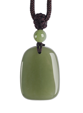 保真天然和田玉平安无事牌项链