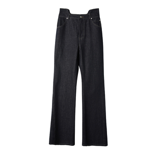 【到手199元】复古原色牛仔裤微喇设计直筒高腰显瘦阔腿拖地裤子