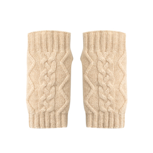 秋冬纯山羊绒女士半指手套加厚保暖护腕露指触屏写字打字开车手套