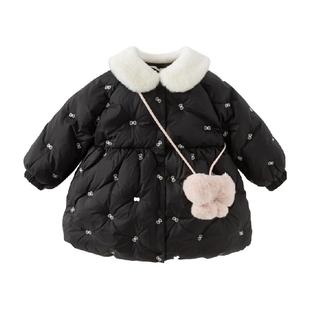 【抗菌绒】戴维贝拉儿童中长款羽绒服2025冬装新款女童裙装外套