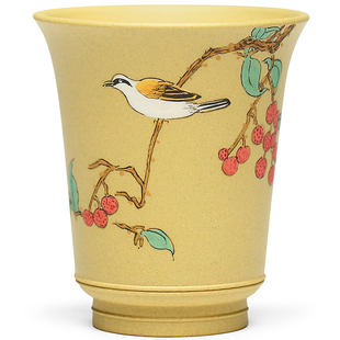 精品 宜兴紫砂品茗杯高档纯手工手绘小茶杯主人杯 段泥闻香杯60c