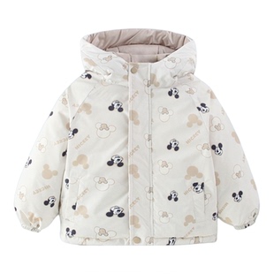 迪士尼童装儿童双面穿羽绒服女童冬装男孩米奇小孩冬季羽绒衣90绒