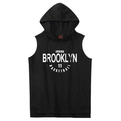 无袖卫衣欧文篮球连帽背心