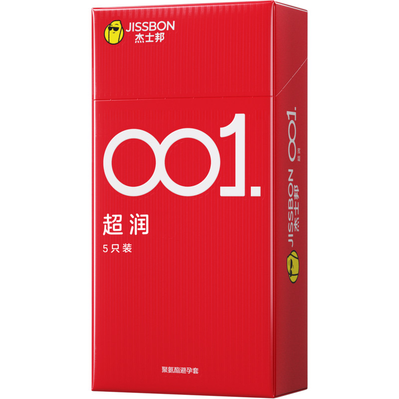 屈臣氏杰士邦001聚氨酯避孕套5只安全套水润舒适瞬间导热乳胶过敏