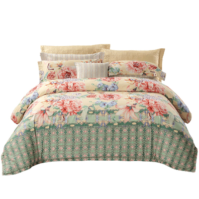 富安娜60支长绒棉纯棉磨毛四件套加厚全棉床单被罩被套床上用品