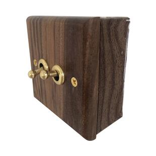 【明装明线】PIALT 黑胡桃面板黄铜拨杆实木复古开关插座86型单开