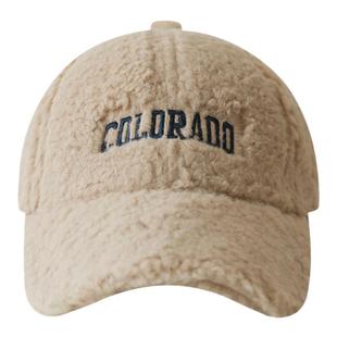 胡茬叔叔冬季厚款棒球帽宽松头围显脸小羊羔绒甜美可爱鸭舌帽女生