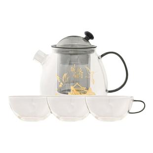 上新了故宫 表里山河耐高温玻璃泡花果茶壶套装家用茶具茶水分离