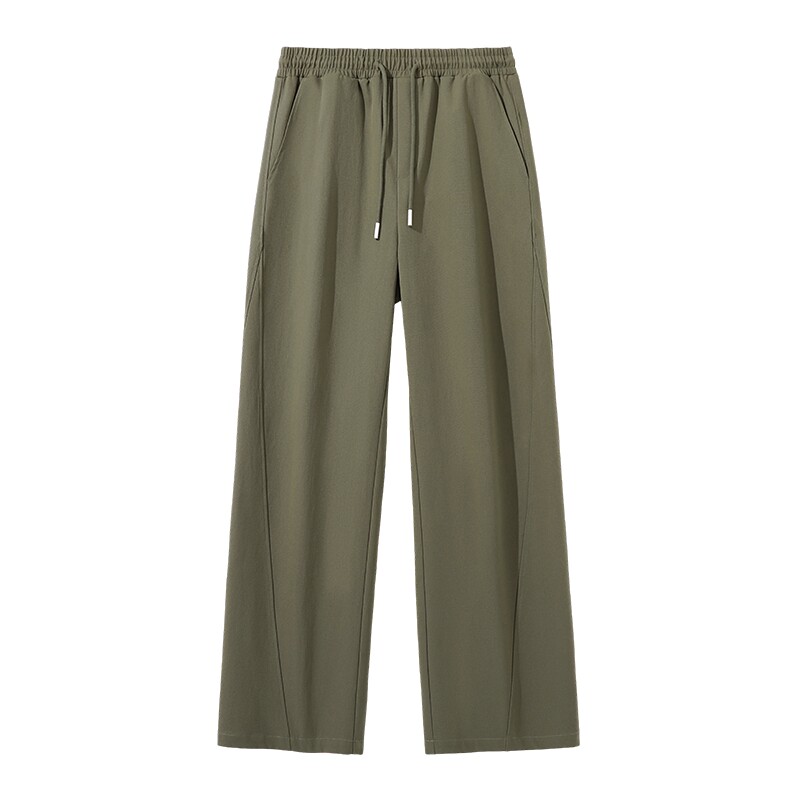 班尼路男士休闲裤2026秋季户外潮流宽松阔腿裤灰绿色直筒裤子男A