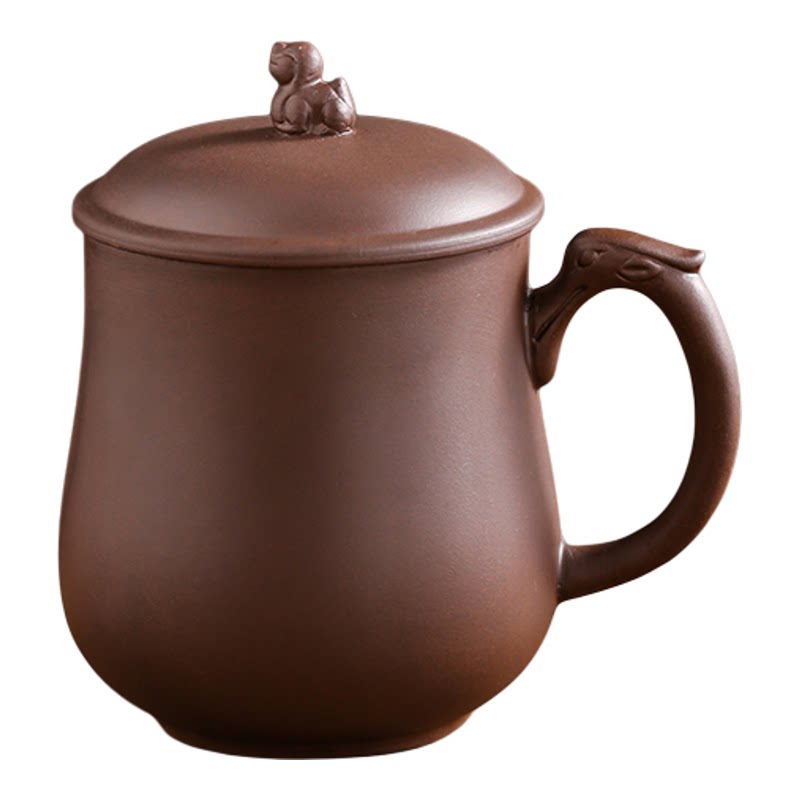紫砂朱泥带盖过滤泡茶杯