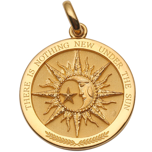 太阳底下没有新鲜事足金吊坠18K黄金玫瑰金铂金原创设计男女项链