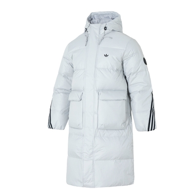 阿迪达斯三叶草长款羽绒服女装男装冬季新款白色羽绒外套KC2566