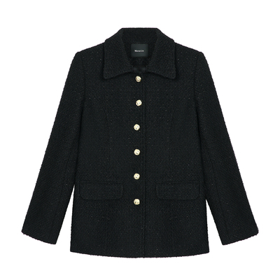 Maven Lin 精致名媛 高级感羊毛小香风外套女宽松粗花呢收腰上衣