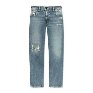 Diesel迪赛 2019 D-STRUKT 男士破洞水洗长裤牛仔裤 A03558 09L34