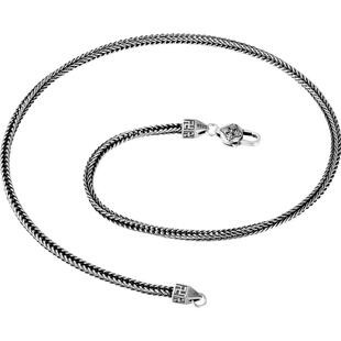 老银匠银项链男士纯银无吊坠复古做旧s925银通体银长款肖邦链男款