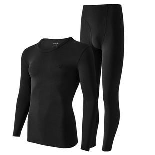 花花公子无痕羊绒蚕丝保暖内衣男女套装发热贴片加绒德秋衣秋裤冬