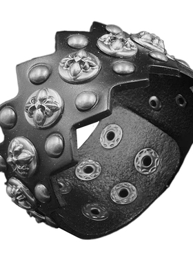 暗黑锯齿牛皮银灰色十字圆扣手链