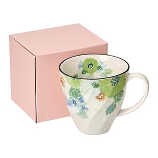 日本进口ceramic蓝马克杯彩色花卉水杯美浓烧清新陶瓷茶杯咖啡杯