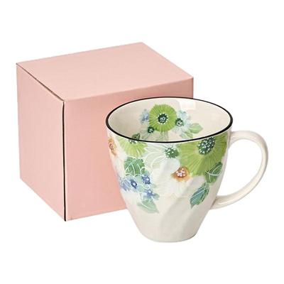 ceramic蓝马克杯彩色花卉水杯