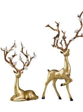 酒柜装饰品摆件梅花鹿摆设美式