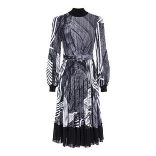 【黑白痕迹】MARYLING玛俪琳秋冬新品半高领印花连衣裙A1EHW62570