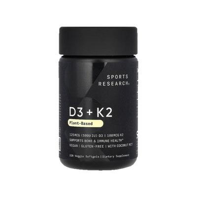 香港直邮Sports Research D3 + K2植物基促进健康120粒素食软凝胶