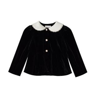 RBIGX瑞比克童装秋冬女童优雅贵族小香风娃娃领丝绒外套套装
