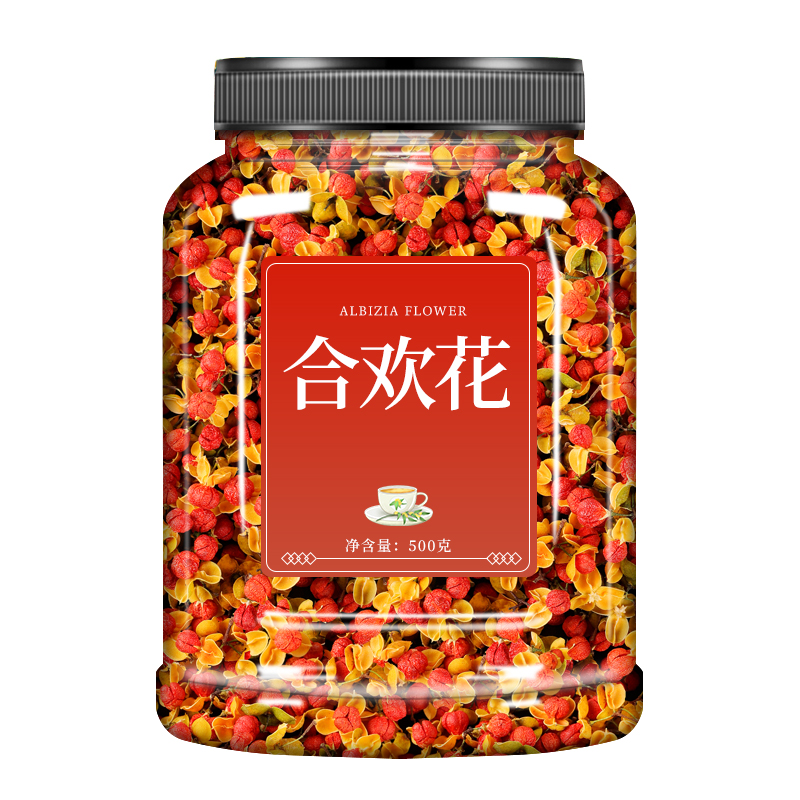 合欢花茶合欢花干花500g克夜交藤泡脚壳欢花中药材特散装级泡茶