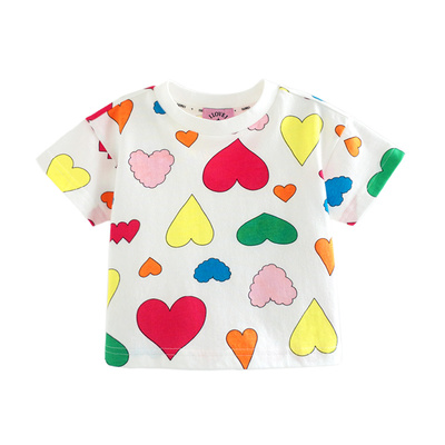 ILOVEJ女童彩色爱心T恤