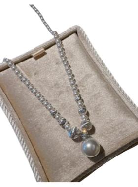 人鱼泪 强光拉丝猫眼澳白珍珠项链 黑蝶贝扣 真多麻扭扭贝珠项链