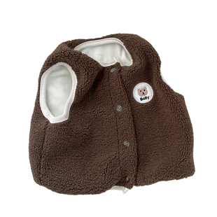 韩版男童冬装毛绒马甲洋气女宝宝加绒加厚坎肩背心婴幼儿保暖马夹