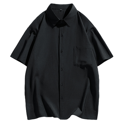 男士短袖衬衫垂感高级感冰丝衬衣