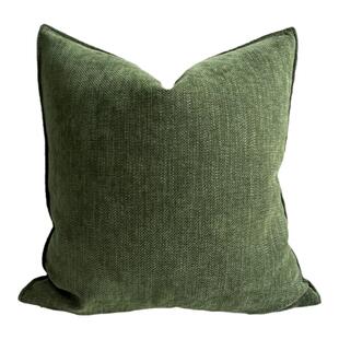 复古绿色抱枕沙发装饰靠枕床头抱枕套橄榄绿 深绿色靠包45*45CM