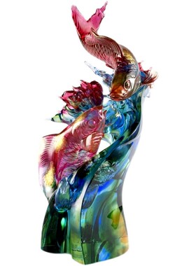 中式琉璃客厅办公室装饰鱼大摆件