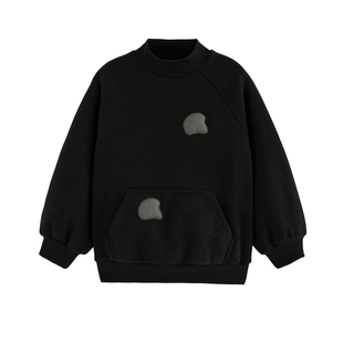 砚台家童装女童保暖卫衣一体绒冬装新款儿童衣服加绒宝宝红色上衣