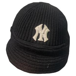韩国MLB帽子秋冬NY字母洋基队针织帽羊毛保暖冷帽渔夫帽男女盆帽