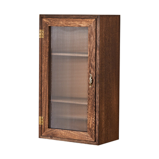 烧桐木家用茶室茶具茶叶收纳柜实木壁挂纸巾盒防尘茶杯博古架杯架