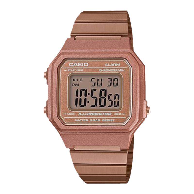 卡西欧Casio 复古方块百搭电子表男 B650WD-1A 银色不锈钢表带