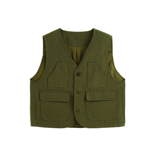 砚台家女童纯棉森系刺绣工装马甲2026春装新款女宝宝坎肩无袖上衣