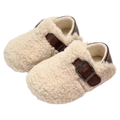 女宝宝棉鞋冬季新款男童鞋子羊羔毛小童保暖学步鞋加绒毛毛鞋软底